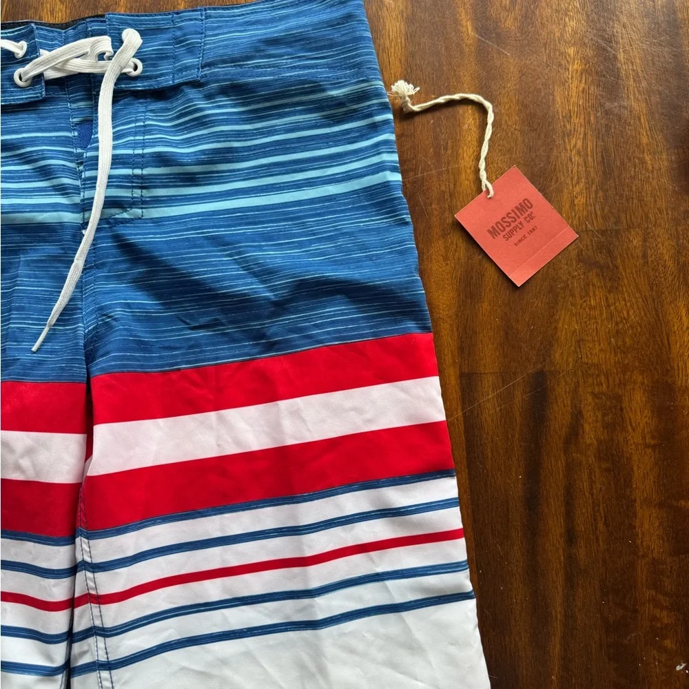 Men's Blue & Red Stripe Swim Trunks Mossimo size 32